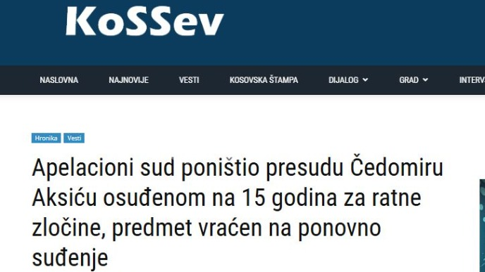 Poništena presuda Aleksiću